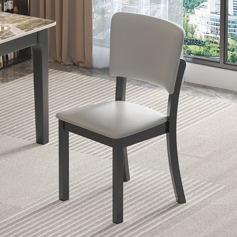 Modern Minimalist Rectangular Rubberwood Leather Sponge Dining Chair Backrest Armless for Dining Room