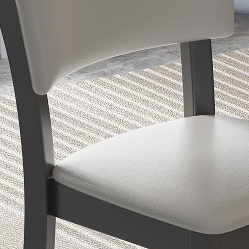 Modern Minimalist Rectangular Rubberwood Leather Sponge Dining Chair Backrest Armless for Dining Room