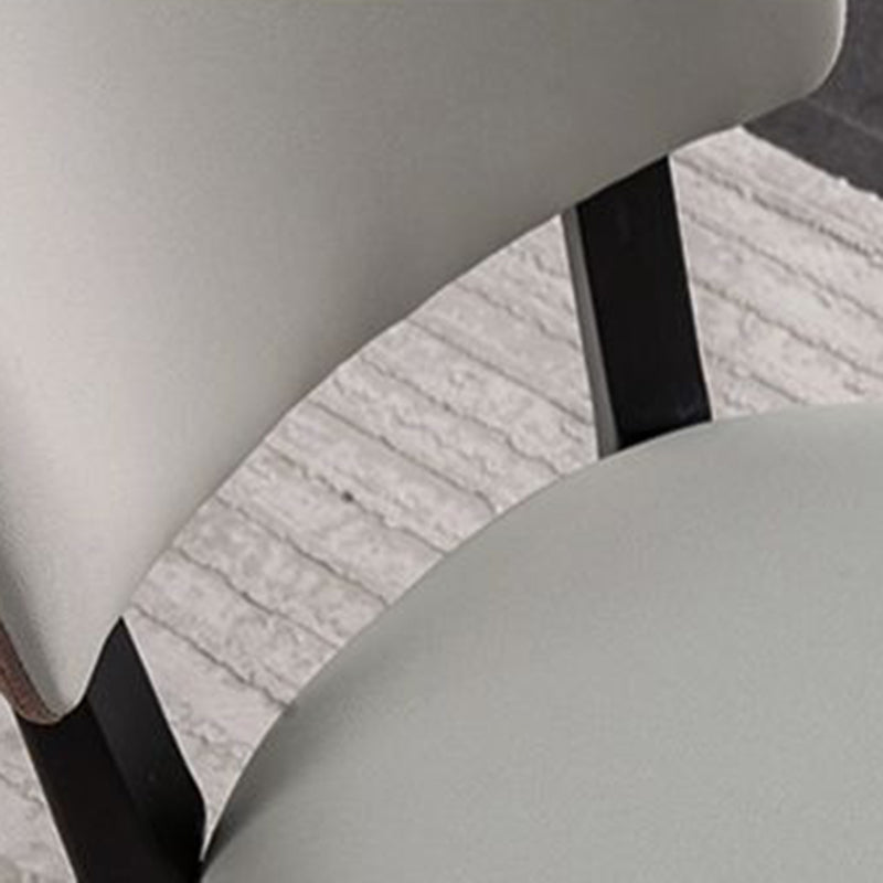 Modern Minimalist Rectangular Rubberwood Leather Sponge Dining Chair Backrest Armless for Dining Room