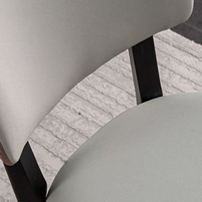 Modern Minimalist Rectangular Rubberwood Leather Sponge Dining Chair Backrest Armless for Dining Room