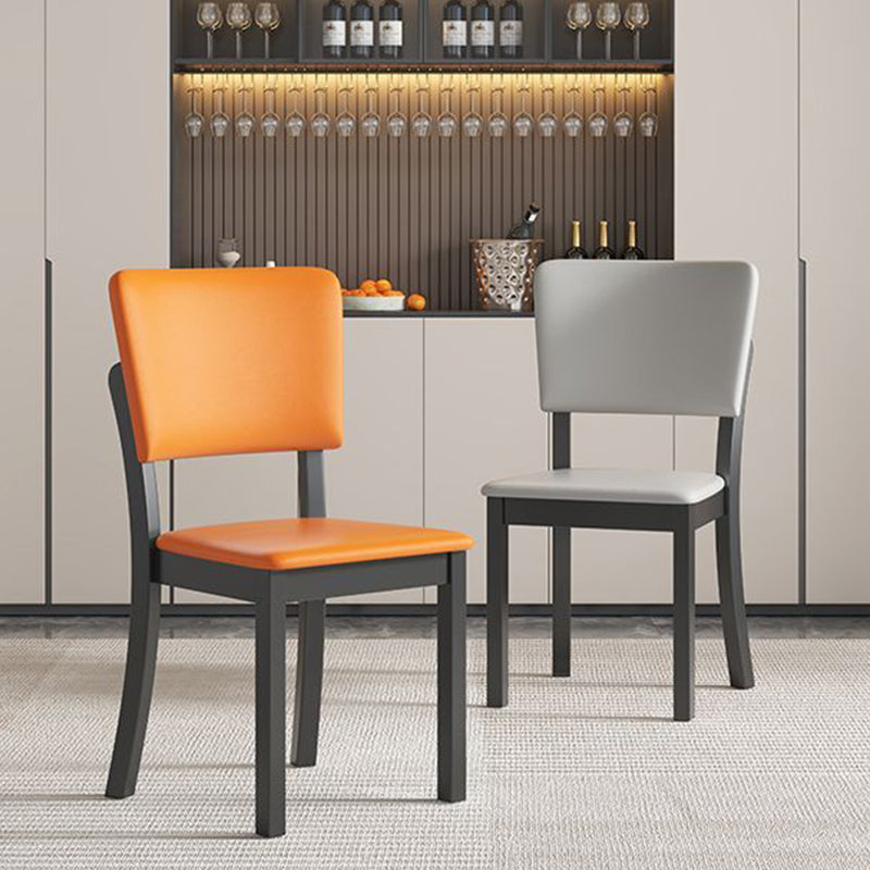 Modern Minimalist Rectangular Rubberwood Leather Sponge Dining Chair Backrest Armless for Dining Room