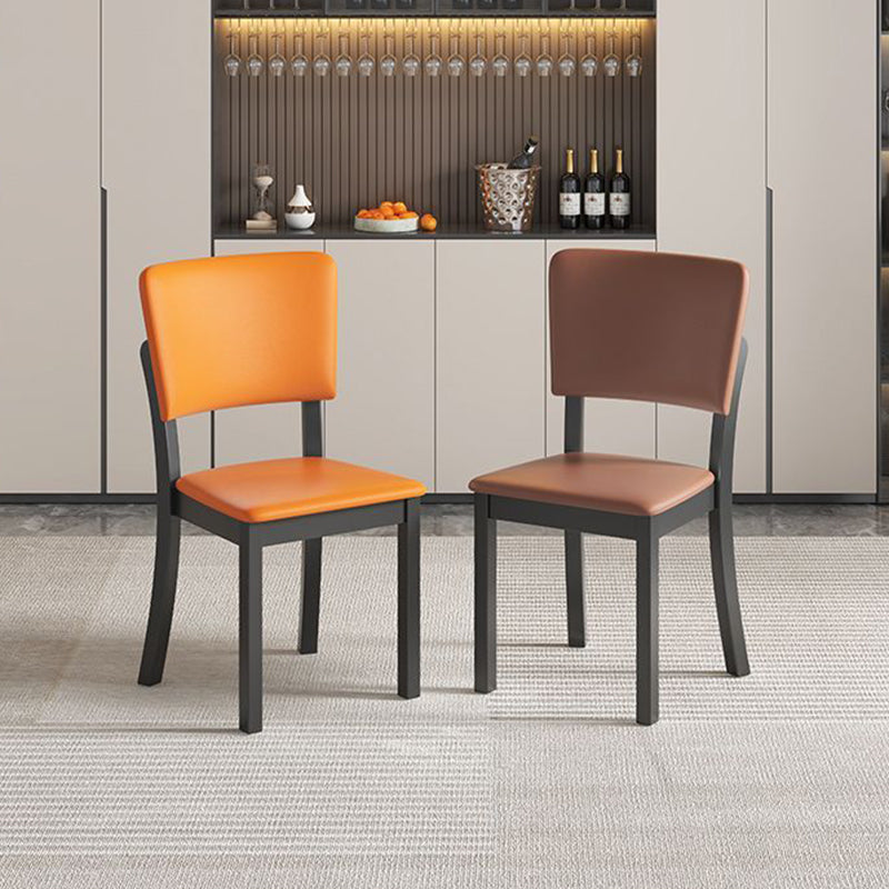 Modern Minimalist Rectangular Rubberwood Leather Sponge Dining Chair Backrest Armless for Dining Room