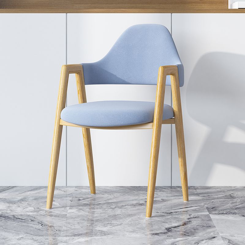 Modern Minimalist A-shape Iron Faux Leather Fabric Sponge Dining Chair Backrest Armrest for Dining Room