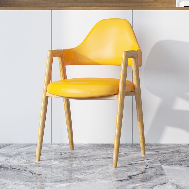 Modern Minimalist A-shape Iron Faux Leather Fabric Sponge Dining Chair Backrest Armrest for Dining Room