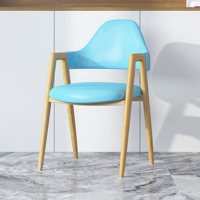 Modern Minimalist A-shape Iron Faux Leather Fabric Sponge Dining Chair Backrest Armrest for Dining Room