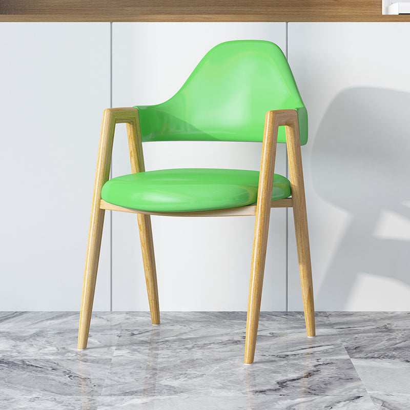 Modern Minimalist A-shape Iron Faux Leather Fabric Sponge Dining Chair Backrest Armrest for Dining Room