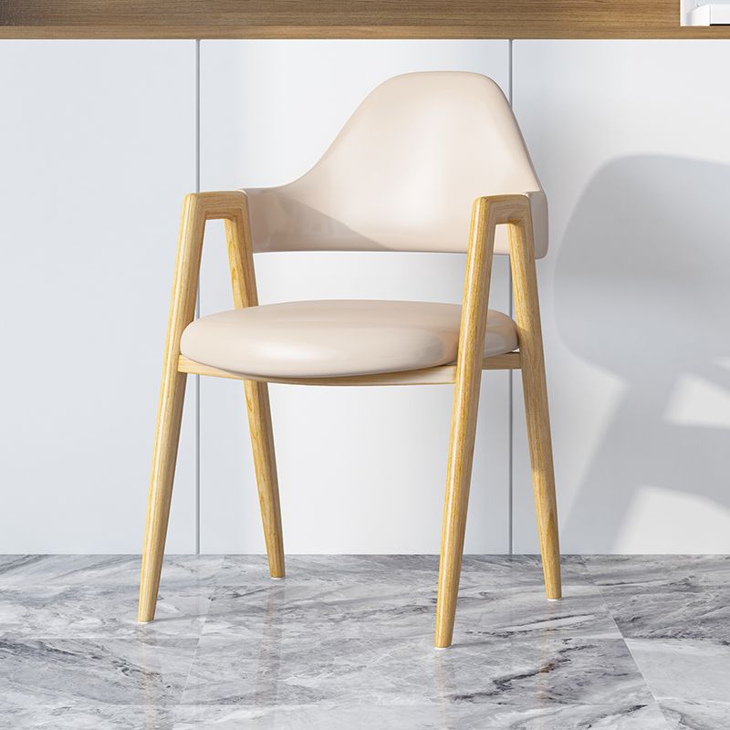 Modern Minimalist A-shape Iron Faux Leather Fabric Sponge Dining Chair Backrest Armrest for Dining Room