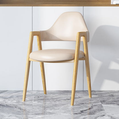 Modern Minimalist A-shape Iron Faux Leather Fabric Sponge Dining Chair Backrest Armrest for Dining Room