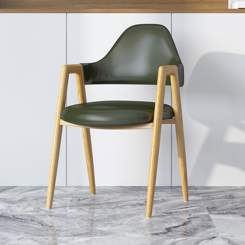 Modern Minimalist A-shape Iron Faux Leather Fabric Sponge Dining Chair Backrest Armrest for Dining Room