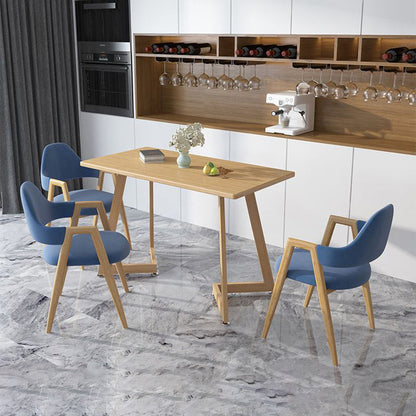 Modern Minimalist A-shape Iron Faux Leather Fabric Sponge Dining Chair Backrest Armrest for Dining Room