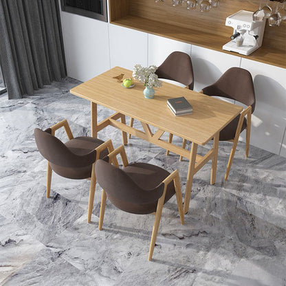 Modern Minimalist A-shape Iron Faux Leather Fabric Sponge Dining Chair Backrest Armrest for Dining Room