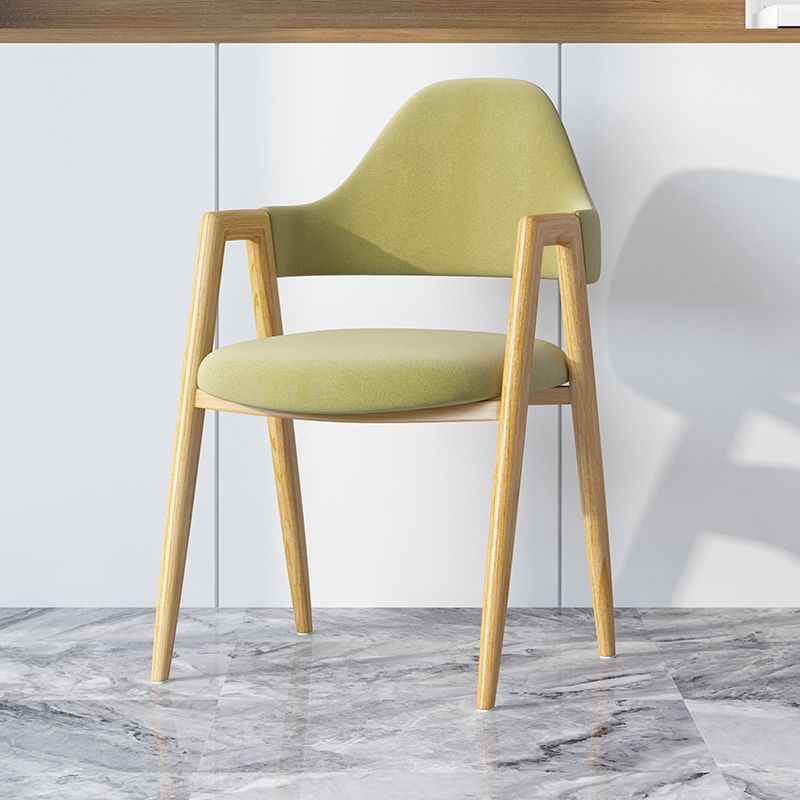 Modern Minimalist A-shape Iron Faux Leather Fabric Sponge Dining Chair Backrest Armrest for Dining Room