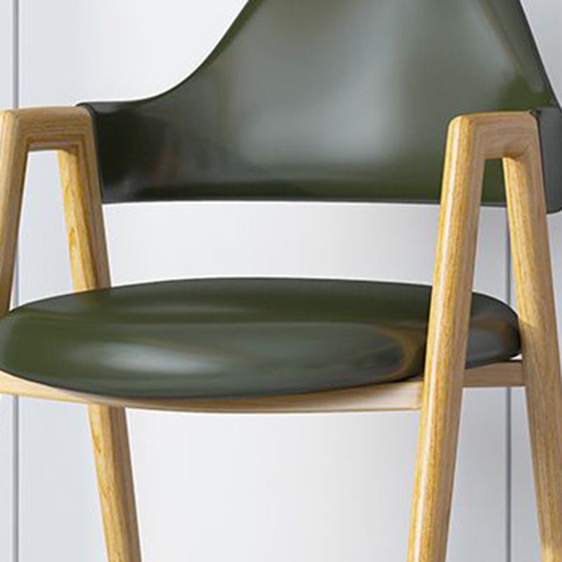 Modern Minimalist A-shape Iron Faux Leather Fabric Sponge Dining Chair Backrest Armrest for Dining Room