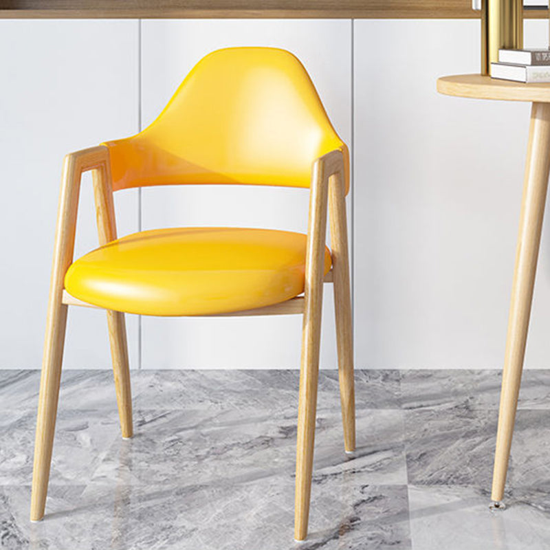 Modern Minimalist A-shape Iron Faux Leather Fabric Sponge Dining Chair Backrest Armrest for Dining Room