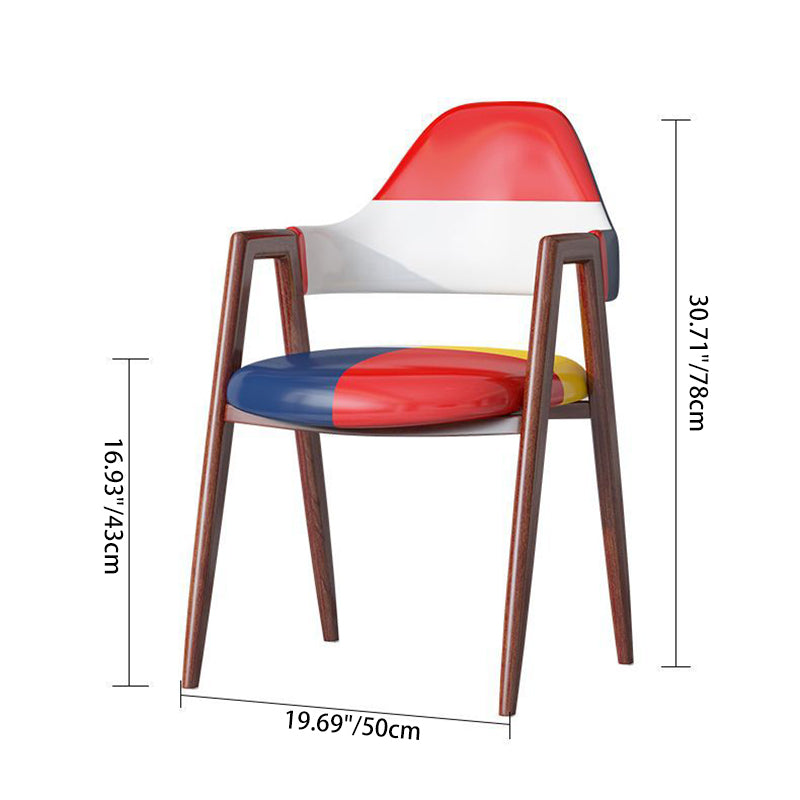 Modern Minimalist A-shape Iron Faux Leather Fabric Sponge Dining Chair Backrest Armrest for Dining Room