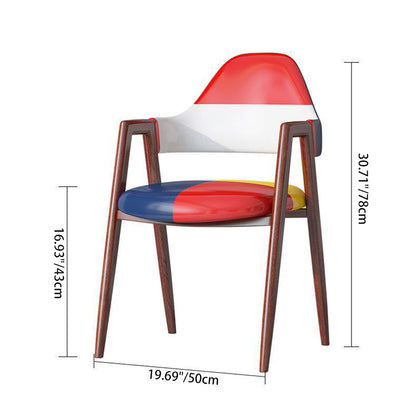 Modern Minimalist A-shape Iron Faux Leather Fabric Sponge Dining Chair Backrest Armrest for Dining Room