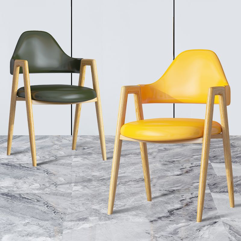 Modern Minimalist A-shape Iron Faux Leather Fabric Sponge Dining Chair Backrest Armrest for Dining Room