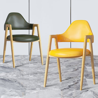 Modern Minimalist A-shape Iron Faux Leather Fabric Sponge Dining Chair Backrest Armrest for Dining Room