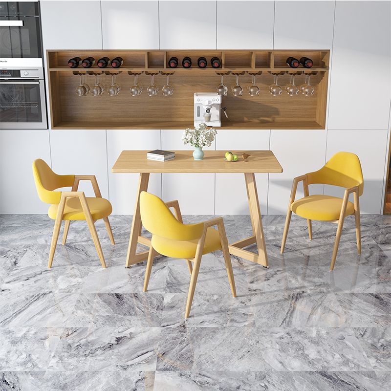 Modern Minimalist A-shape Iron Faux Leather Fabric Sponge Dining Chair Backrest Armrest for Dining Room