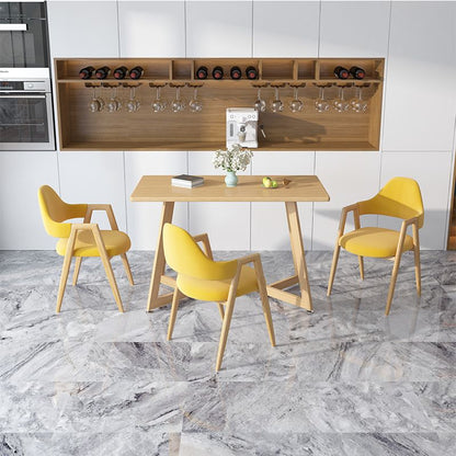 Modern Minimalist A-shape Iron Faux Leather Fabric Sponge Dining Chair Backrest Armrest for Dining Room