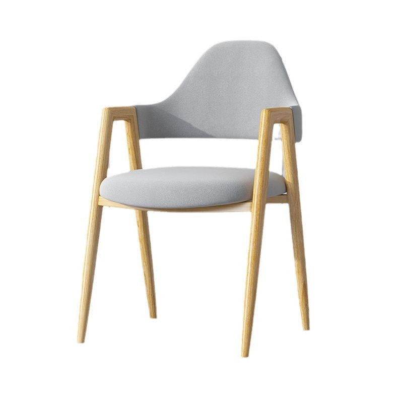 Modern Minimalist A-shape Iron Faux Leather Fabric Sponge Dining Chair Backrest Armrest for Dining Room