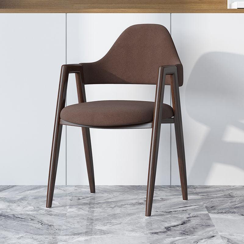 Modern Minimalist A-shape Iron Faux Leather Fabric Sponge Dining Chair Backrest Armrest for Dining Room