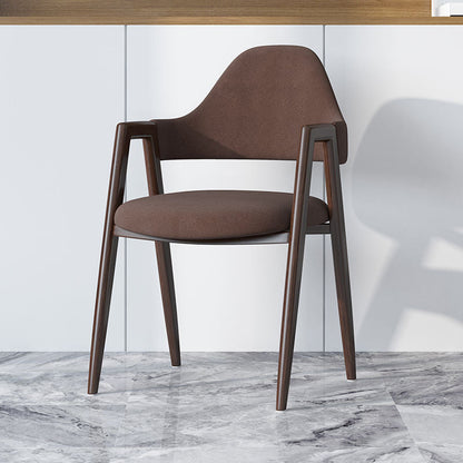 Modern Minimalist A-shape Iron Faux Leather Fabric Sponge Dining Chair Backrest Armrest for Dining Room