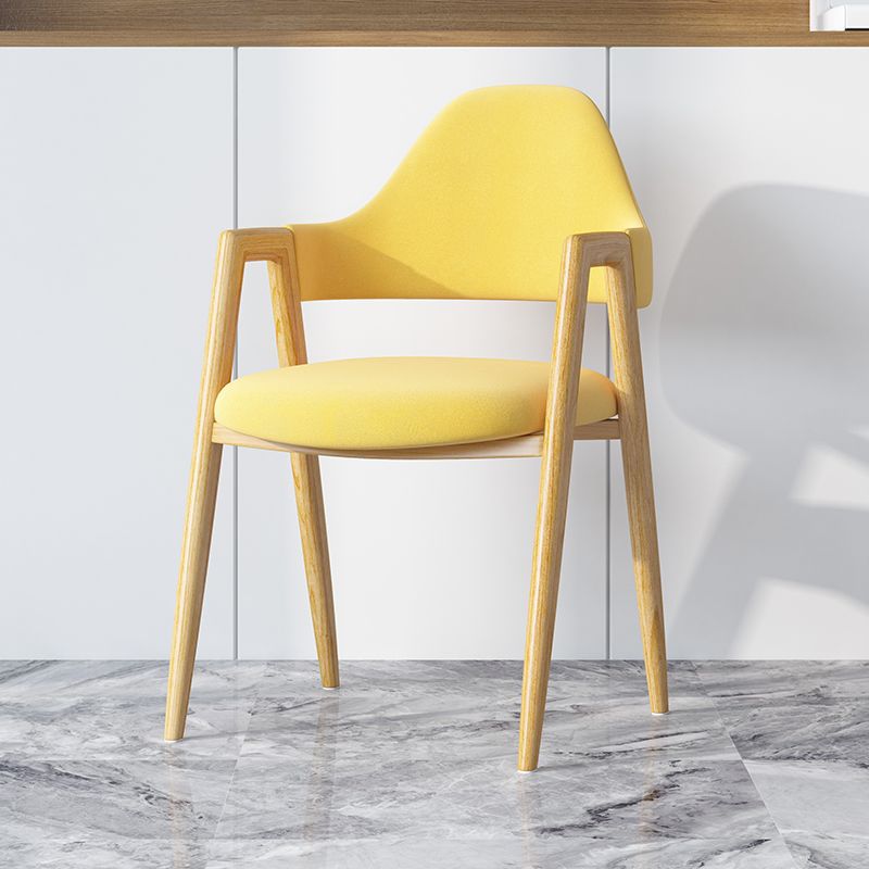 Modern Minimalist A-shape Iron Faux Leather Fabric Sponge Dining Chair Backrest Armrest for Dining Room