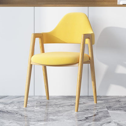 Modern Minimalist A-shape Iron Faux Leather Fabric Sponge Dining Chair Backrest Armrest for Dining Room