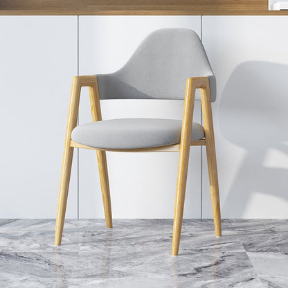 Modern Minimalist A-shape Iron Faux Leather Fabric Sponge Dining Chair Backrest Armrest for Dining Room