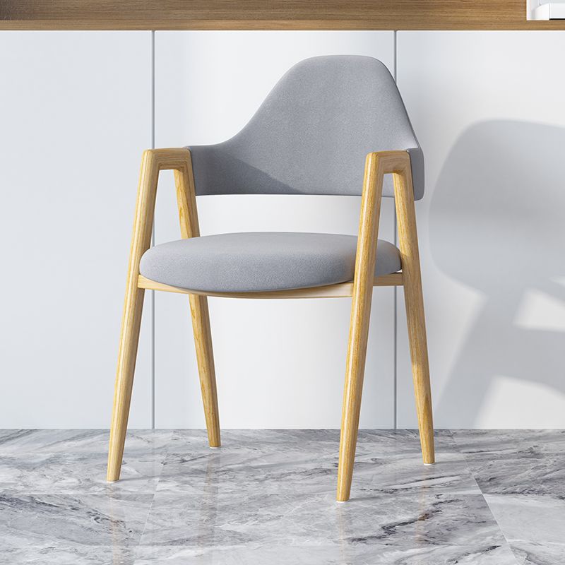 Modern Minimalist A-shape Iron Faux Leather Fabric Sponge Dining Chair Backrest Armrest for Dining Room