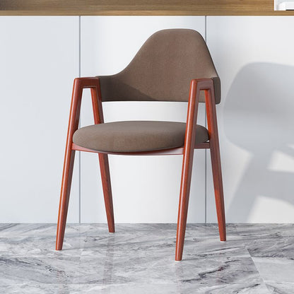 Modern Minimalist A-shape Iron Faux Leather Fabric Sponge Dining Chair Backrest Armrest for Dining Room