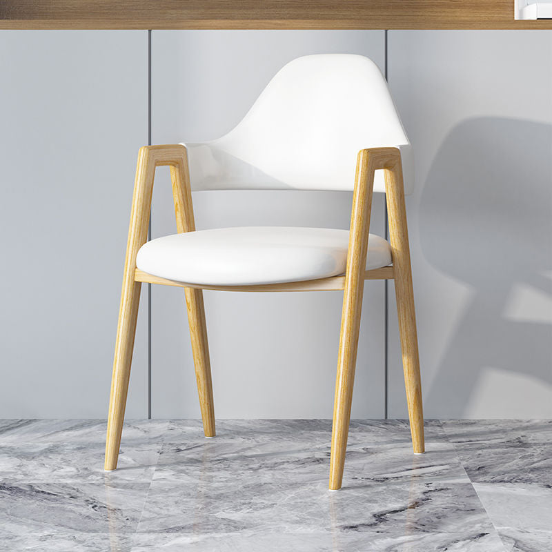 Modern Minimalist A-shape Iron Faux Leather Fabric Sponge Dining Chair Backrest Armrest for Dining Room