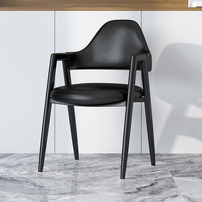 Modern Minimalist A-shape Iron Faux Leather Fabric Sponge Dining Chair Backrest Armrest for Dining Room