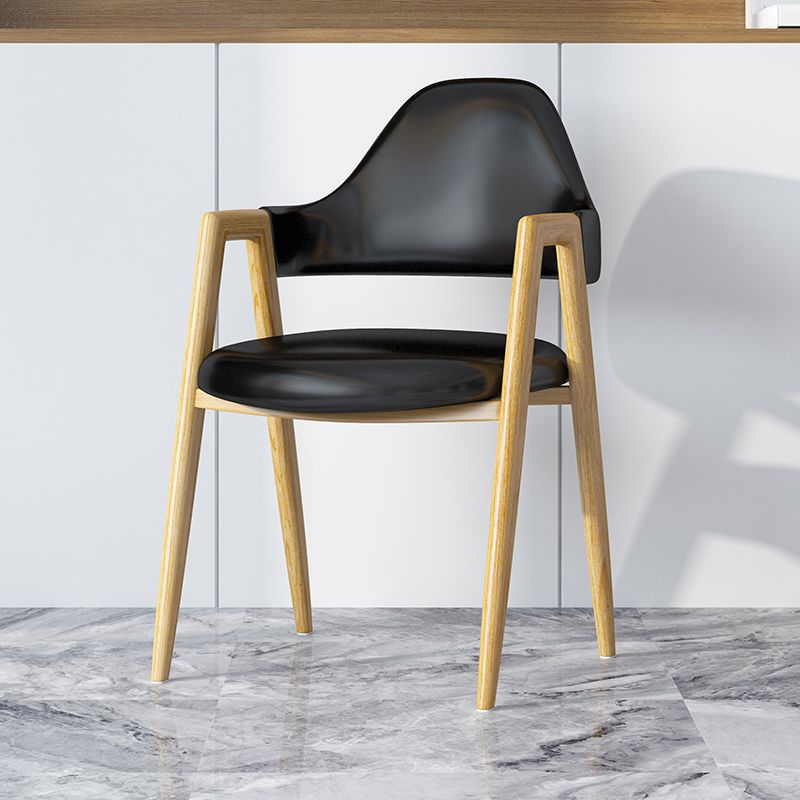 Modern Minimalist A-shape Iron Faux Leather Fabric Sponge Dining Chair Backrest Armrest for Dining Room