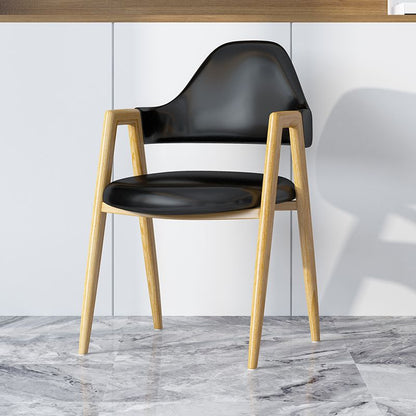 Modern Minimalist A-shape Iron Faux Leather Fabric Sponge Dining Chair Backrest Armrest for Dining Room