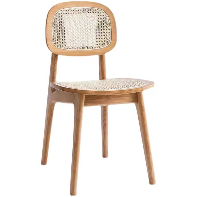 Modern Minimalist Rectangular Wood Rattan Weaving Dining Chair Backrest Armless For Dining Room