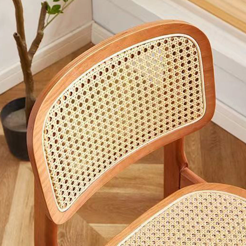 Modern Minimalist Rectangular Wood Rattan Weaving Dining Chair Backrest Armless For Dining Room