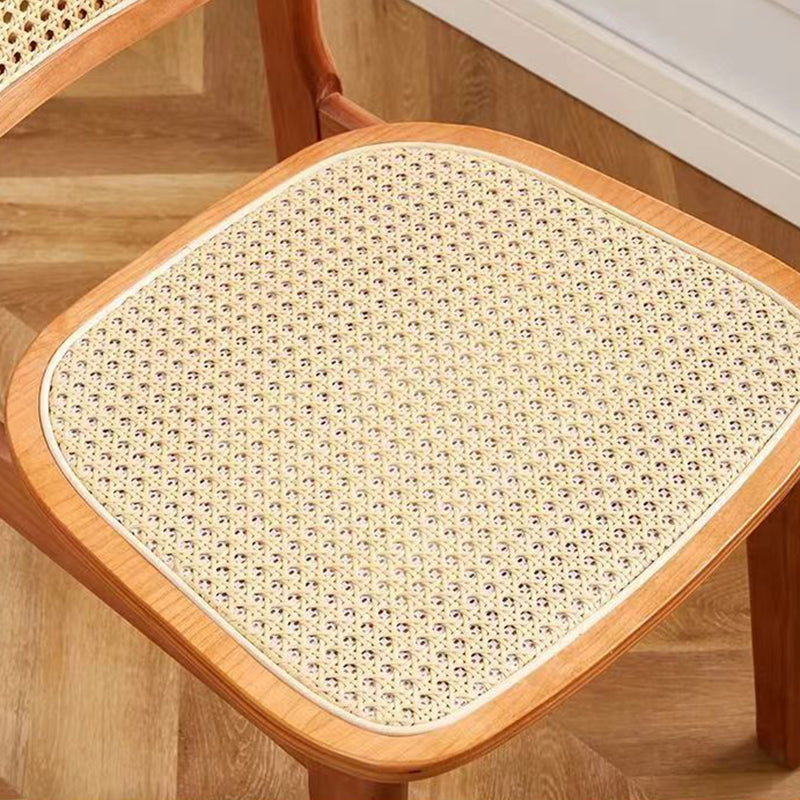 Modern Minimalist Rectangular Wood Rattan Weaving Dining Chair Backrest Armless For Dining Room