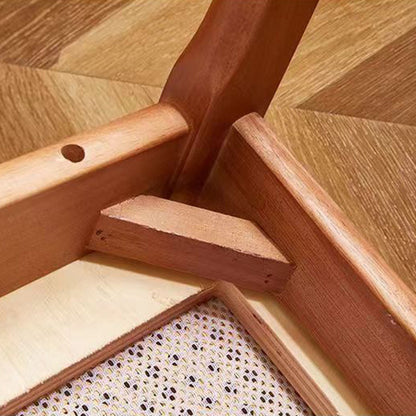 Modern Minimalist Rectangular Wood Rattan Weaving Dining Chair Backrest Armless For Dining Room