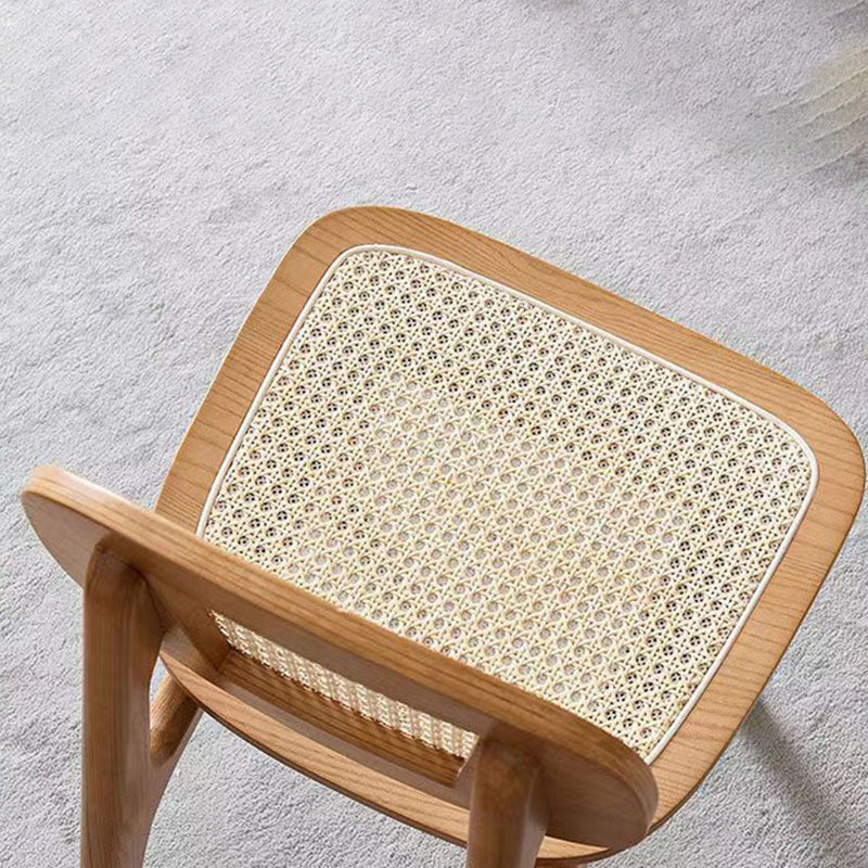 Modern Minimalist Rectangular Wood Rattan Weaving Dining Chair Backrest Armless For Dining Room