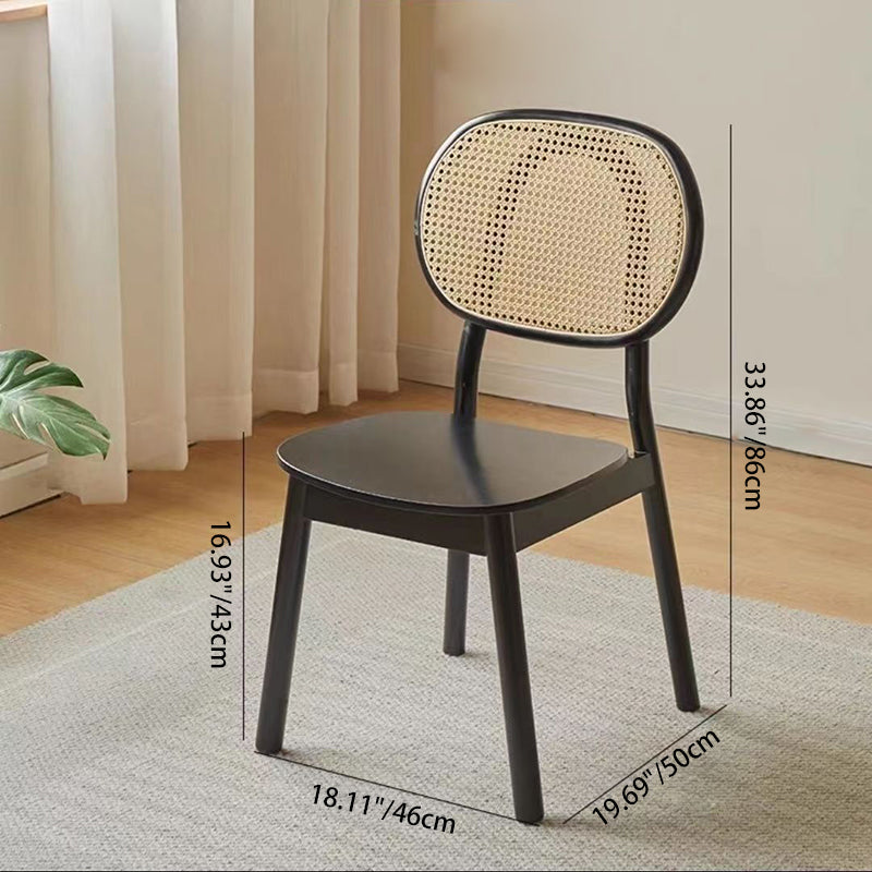 Contemporary Nordic Rectangular Wood Rattan Weaving Dining Chair Backrest Armless For Dining Room