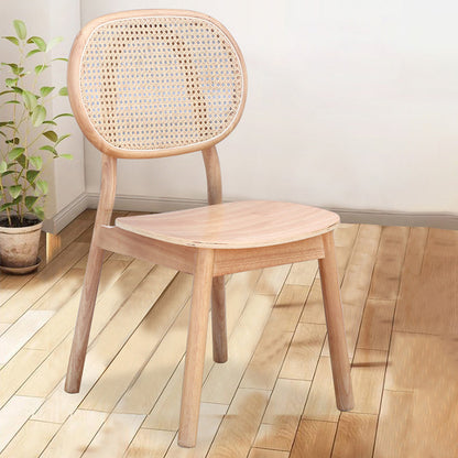 Contemporary Nordic Rectangular Wood Rattan Weaving Dining Chair Backrest Armless For Dining Room