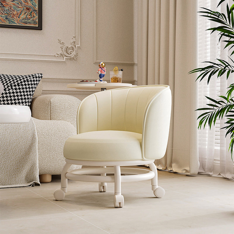 Modern Minimalist Round Plastic PU Leather Sponge Movable Low Stool Backrest Armless For Living Room