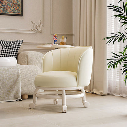 Modern Minimalist Round Plastic PU Leather Sponge Movable Low Stool Backrest Armless For Living Room