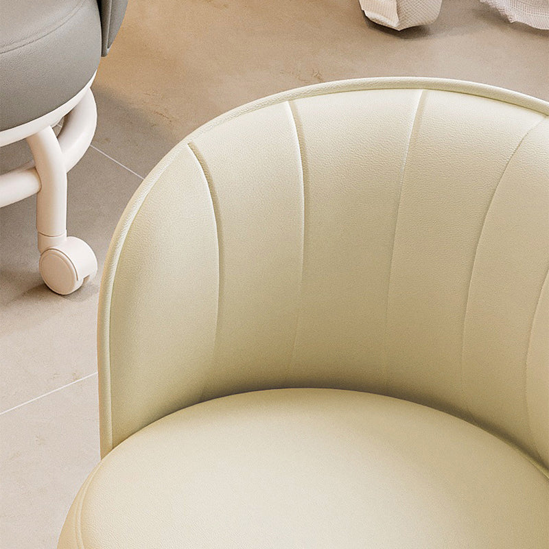 Modern Minimalist Round Plastic PU Leather Sponge Movable Low Stool Backrest Armless For Living Room