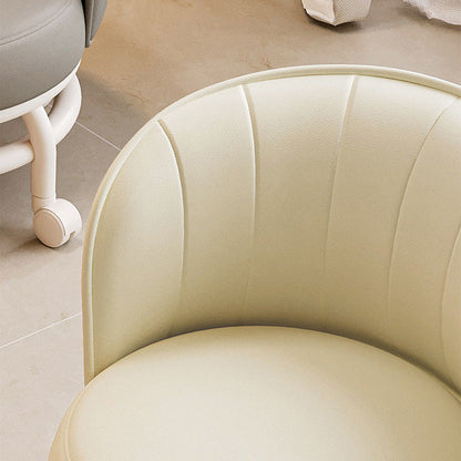 Modern Minimalist Round Plastic PU Leather Sponge Movable Low Stool Backrest Armless For Living Room