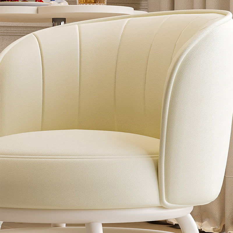 Modern Minimalist Round Plastic PU Leather Sponge Movable Low Stool Backrest Armless For Living Room