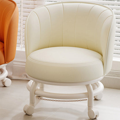 Modern Minimalist Round Plastic PU Leather Sponge Movable Low Stool Backrest Armless For Living Room