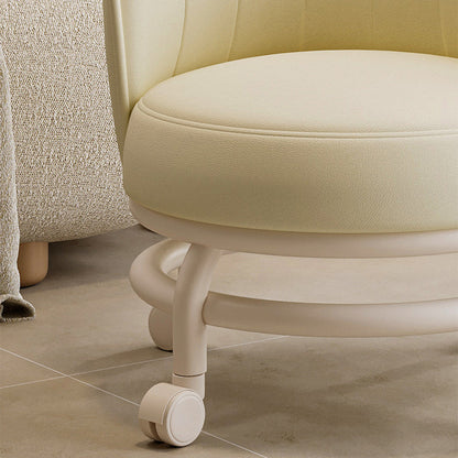 Modern Minimalist Round Plastic PU Leather Sponge Movable Low Stool Backrest Armless For Living Room